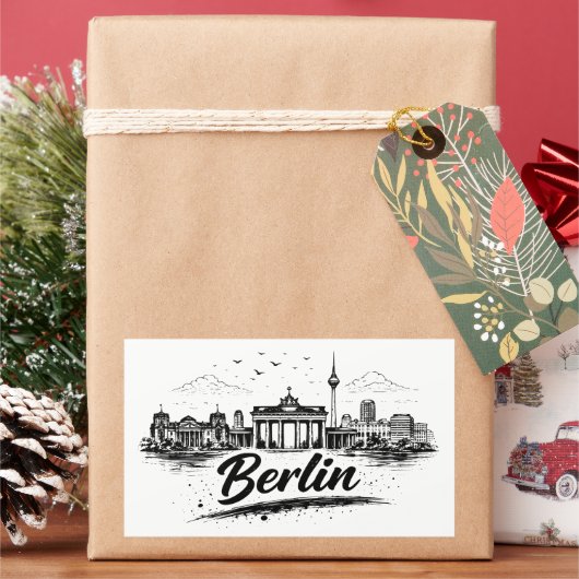 Minimalist Berlin Germany Cityscape Art Rechthoekige Sticker (Feestdagen)