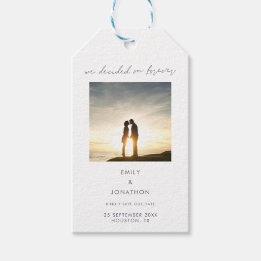 Minimalist Besloten voor eeuwig uw fotoscript Cadeaulabel (Voorkant)