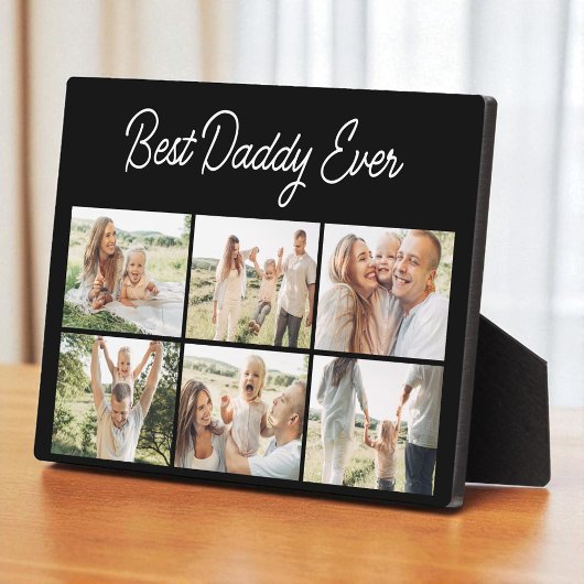 Minimalist Best Daddy Ever Custom 6 Photo Collage Fotoplaat