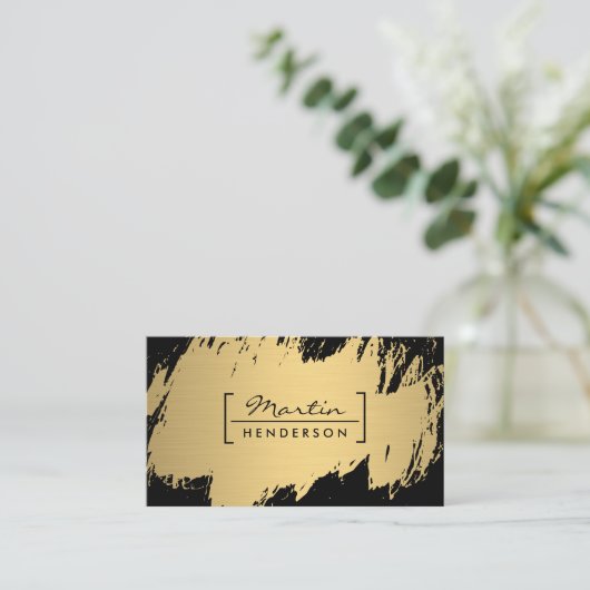 Minimalist / beugel verfraaid / goud geborsteld visitekaartje (Staand voorkant)