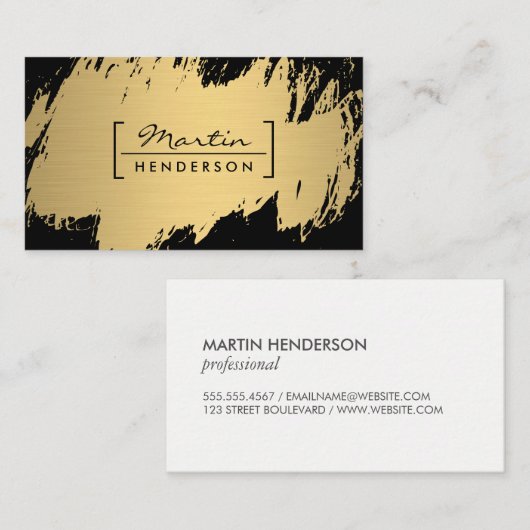 Minimalist / beugel verfraaid / goud geborsteld visitekaartje (Voorkant / Achterkant)