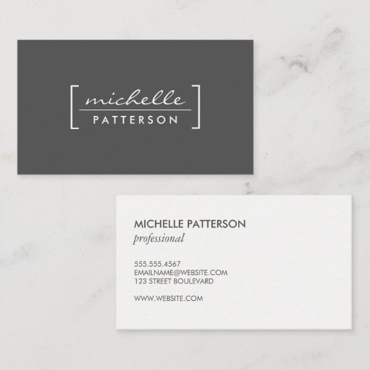 Minimalist / beugel verfraaid (grijs) visitekaartje (Voorkant / Achterkant)