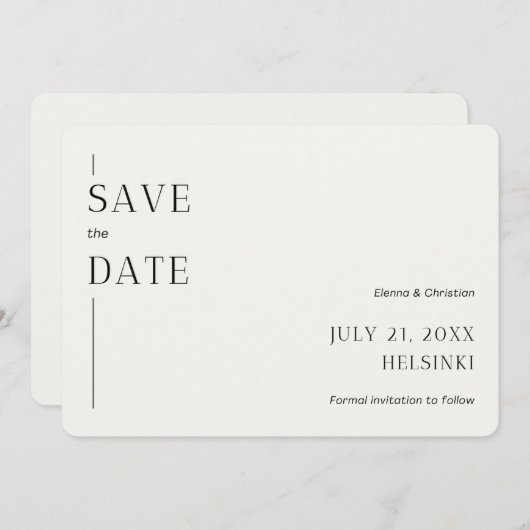 Minimalist Bewaar de Date Kaart Invitation (Voorkant / Achterkant)