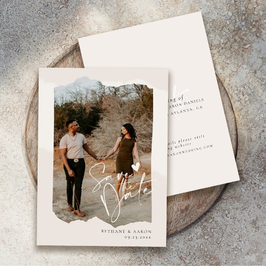 Minimalist Bewaar de datum, Boho foto bruiloft Save The Date