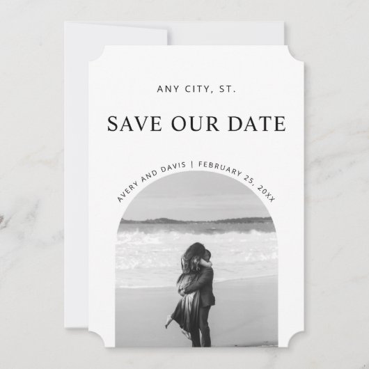 Minimalist Bewaar de datum eenvoudig met foto Save The Date (Voorkant)