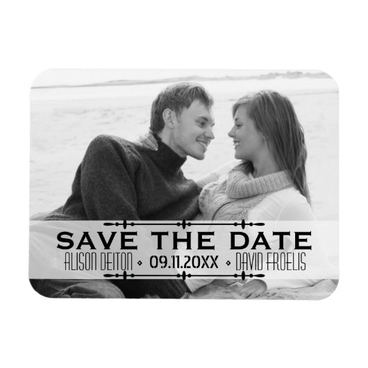 Minimalist Bewaar de datum eenvoudige trouwfoto Magneet (Horizontaal)