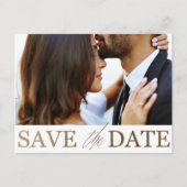 Minimalist Bewaar de datum Faux Gold & Foto Briefkaart (Voorkant)