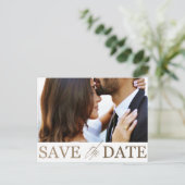 Minimalist Bewaar de datum Faux Gold & Foto Briefkaart (Staand voorkant)