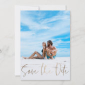 Minimalist Bewaar de datum Faux Gold & Foto Save The Date (Voorkant)