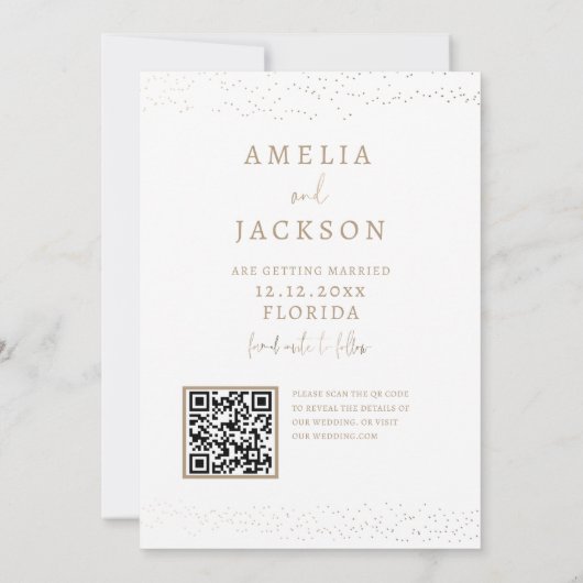 Minimalist Bewaar de datum Faux Gold & Foto Save The Date (Achterkant)