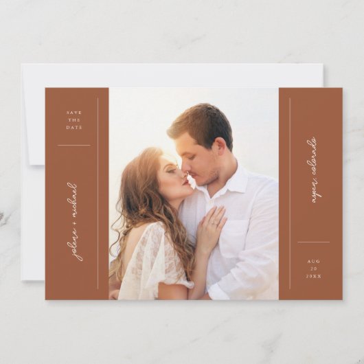 Minimalist Bewaar de datum Foto Aankondiging Kaart (Voorkant)