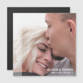 Minimalist Bewaar de datum Foto Bruiloft Magnetische Uitnodiging (Voorkant / Achterkant)