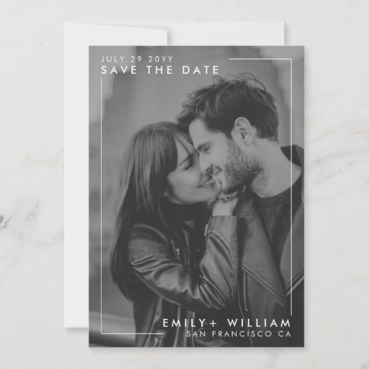 Minimalist Bewaar de datum Foto QR Code Flat Kaart (Voorkant)