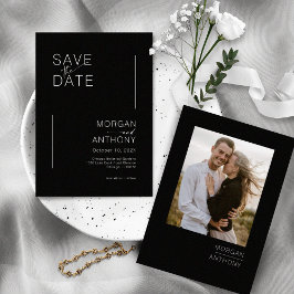 Minimalist Bewaar de datum Foto Zwart Wit Save The Date