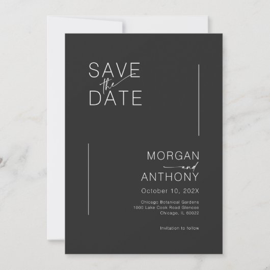 Minimalist Bewaar de datum Foto Zwart Wit Save The Date (Voorkant)