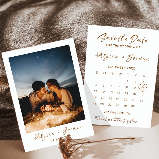 Minimalist Bewaar de datum Kalender Sjabloon Foto Kaart