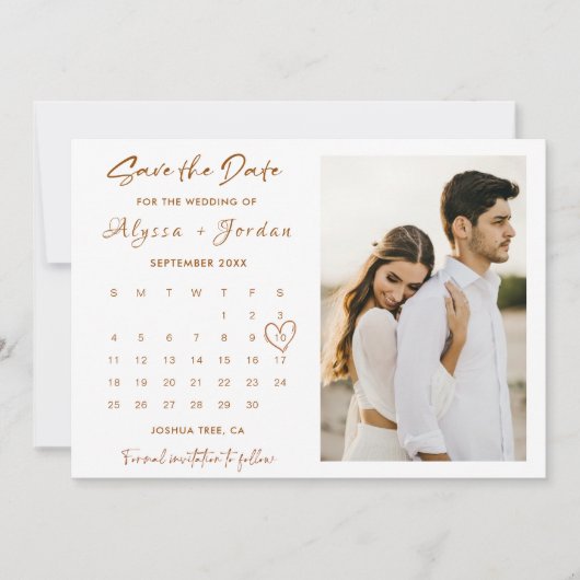 Minimalist Bewaar de datum Kalender Sjabloon Foto Kaart (Voorkant)