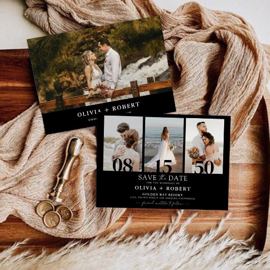 Minimalist Bewaar de datum met fotokaart Save The Date