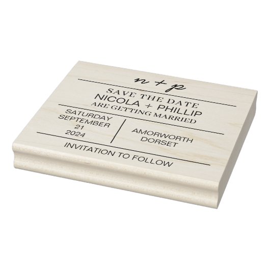 Minimalist Bewaar de datum Trouwstempel | Rubberstempel (Stempel)