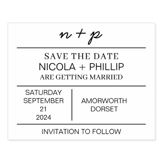 Minimalist Bewaar de datum Trouwstempel | Rubberstempel (Afrduk)