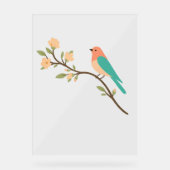 Minimalist Bird op Blossom Branch Poster (Voorkant)