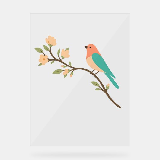 Minimalist Bird op Blossom Branch Poster (Voorkant)