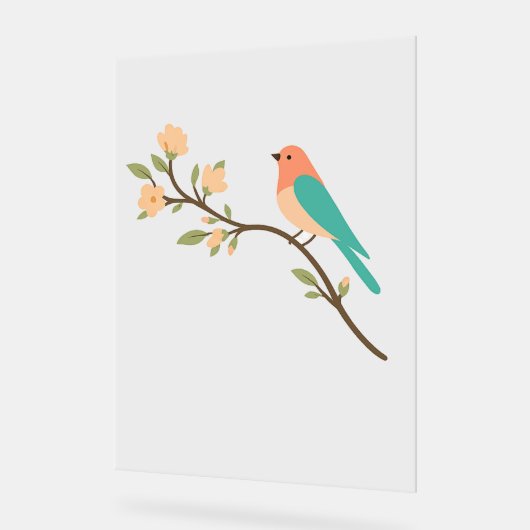 Minimalist Bird op Blossom Branch Poster (Hoek)