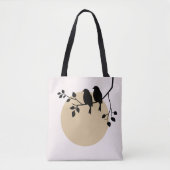 Minimalist Birds on Branch with Beige Sun Tote Bag (Voorkant)