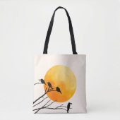 Minimalist Birds on Branch with Orange Sun Tote Bag (Voorkant)