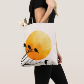 Minimalist Birds on Branch with Orange Sun Tote Bag (Dichtbij)