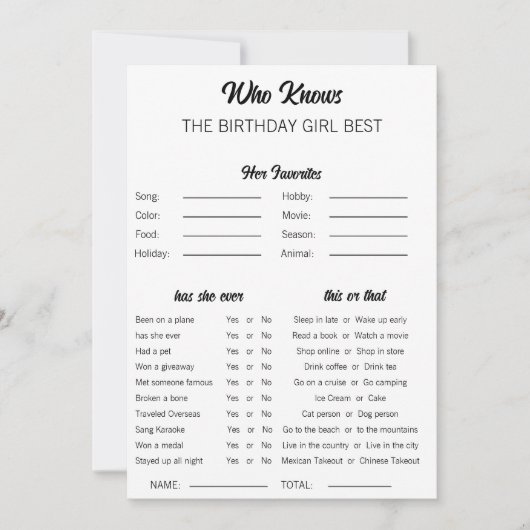 Minimalist Birthday Girl Best Game Birthday Party Kaart (Voorkant)