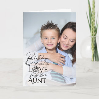 Minimalist Birthday Typography Photo frame Aunt Kaart