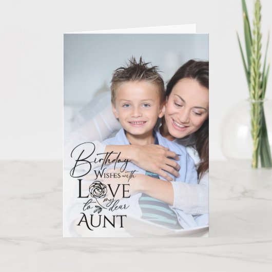 Minimalist Birthday Typography Photo frame Aunt Kaart (Voorkant)