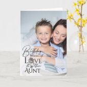 Minimalist Birthday Typography Photo frame Aunt Kaart (Gele Bloem)