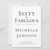 Minimalist Black 60 & Fabulous 60th Birthday Party Kaart (Voorkant)