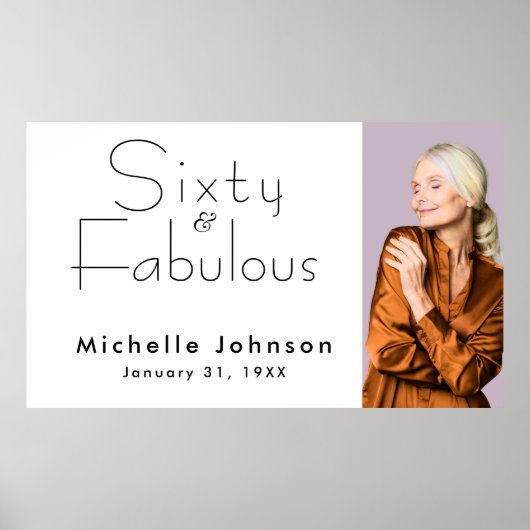 Minimalist Black 60 & Fabulous 60th Birthday Party Poster (Voorkant)