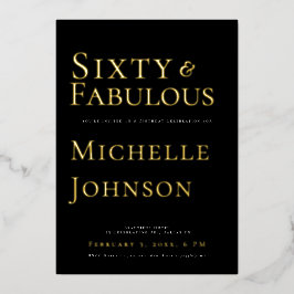 Minimalist Black 60 & Fabulous Birthday Party Folie Uitnodiging
