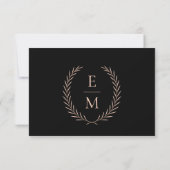 Minimalist Black And Blush Wedding RSVP Cards (Achterkant)