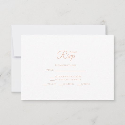 Minimalist Black And Blush Wedding RSVP Cards Kaartje (Voorkant)