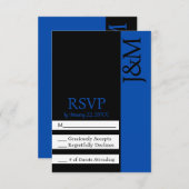 Minimalist Black and Cobalt Blue RSVP card (Voorkant / Achterkant)