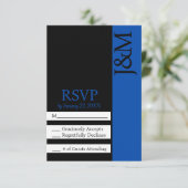 Minimalist Black and Cobalt Blue RSVP card Kaartje (Staand voorkant)
