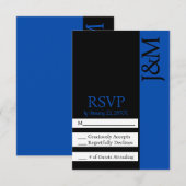 Minimalist Black and Cobalt Blue RSVP card Kaartje (Voorkant / Achterkant)