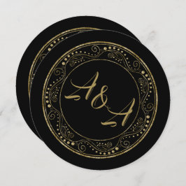 Minimalist Black and Gold Wedding Invitation Kaart