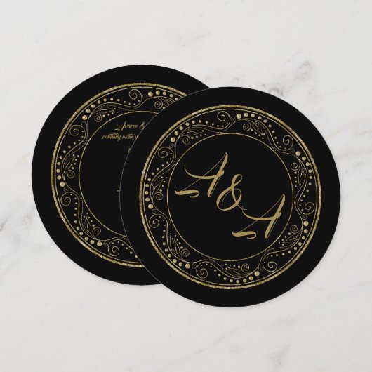 Minimalist Black and Gold Wedding Invitation Kaart (Voorkant / Achterkant)