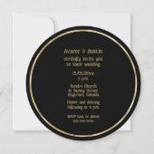 Minimalist Black and Gold Wedding Rings Invitation Kaart (Achterkant)