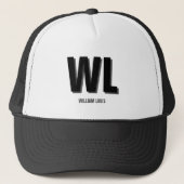 Minimalist Black and Grey Personalized Monogram  Trucker Pet (Voorkant)