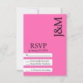 Minimalist Black and Hot Pink Magenta RSVP card (Voorkant)