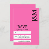 Minimalist Black and Hot Pink Magenta RSVP card (Voorkant / Achterkant)