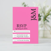 Minimalist Black and Hot Pink Magenta RSVP card Kaartje (Staand voorkant)
