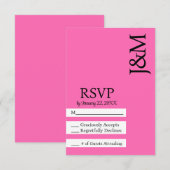 Minimalist Black and Hot Pink Magenta RSVP card Kaartje (Voorkant / Achterkant)